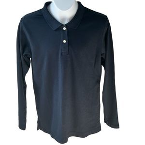 Lands' End women’s navy long sleeve Performance Polo shirt size 7-8 NWOT